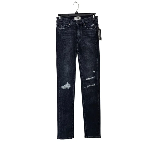 PAIGE Jeans Paige Hoxton Crop Rollup Distressed Blue Skinny